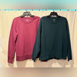 Women's Crewneck Sweatshirt Set - Dark Fuscia and Dark Hunter Green